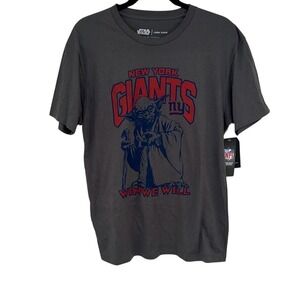 NWT Junk Food Mens Gray NFL Star Wars New York Giants Win We Will T-Shirt Medium